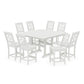 POLYWOOD Chinoiserie 9-Piece Square Side Chair Counter Set with Trestle Legs — Vintage White