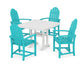 POLYWOOD Classic Adirondack 5-Piece Farmhouse Dining Set With Trestle Legs — Aruba / White