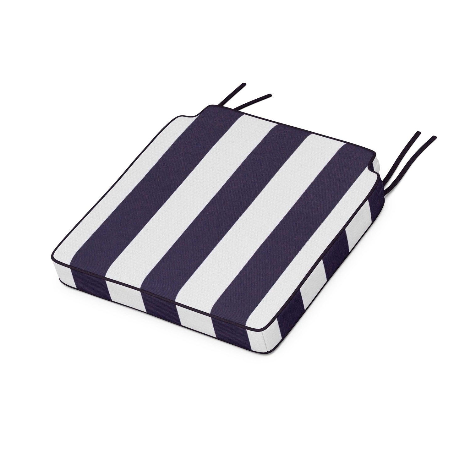 POLYWOOD Acadia Dining Side Seat Cushion — Cabana Stripe Navy