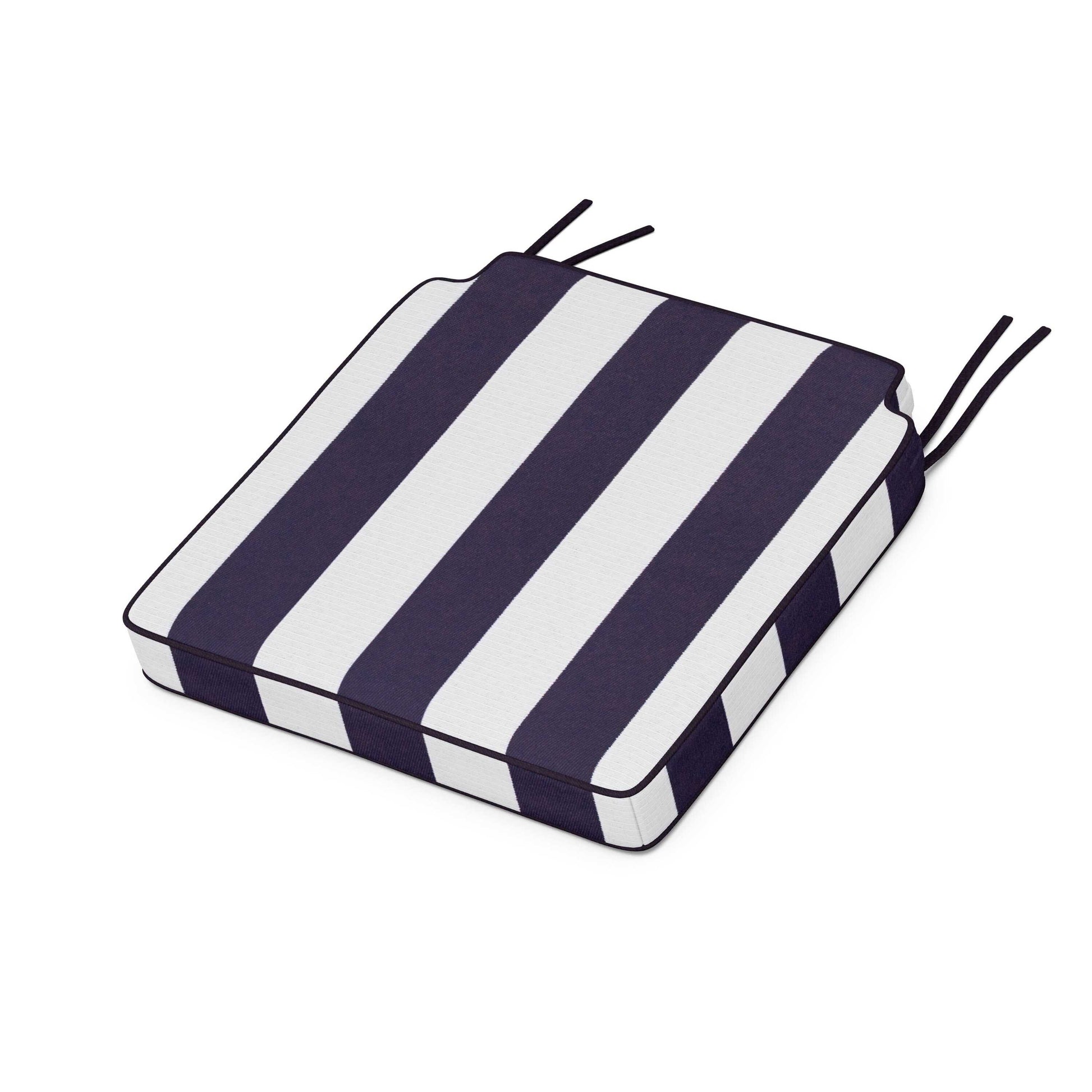 POLYWOOD Acadia Dining Side Seat Cushion — Cabana Stripe Navy