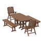 POLYWOOD Nautical Highback 5-Piece Dining Set with Benches — Teak