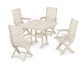 POLYWOOD Captain Folding Chair 5-Piece Farmhouse Dining Set — Sand