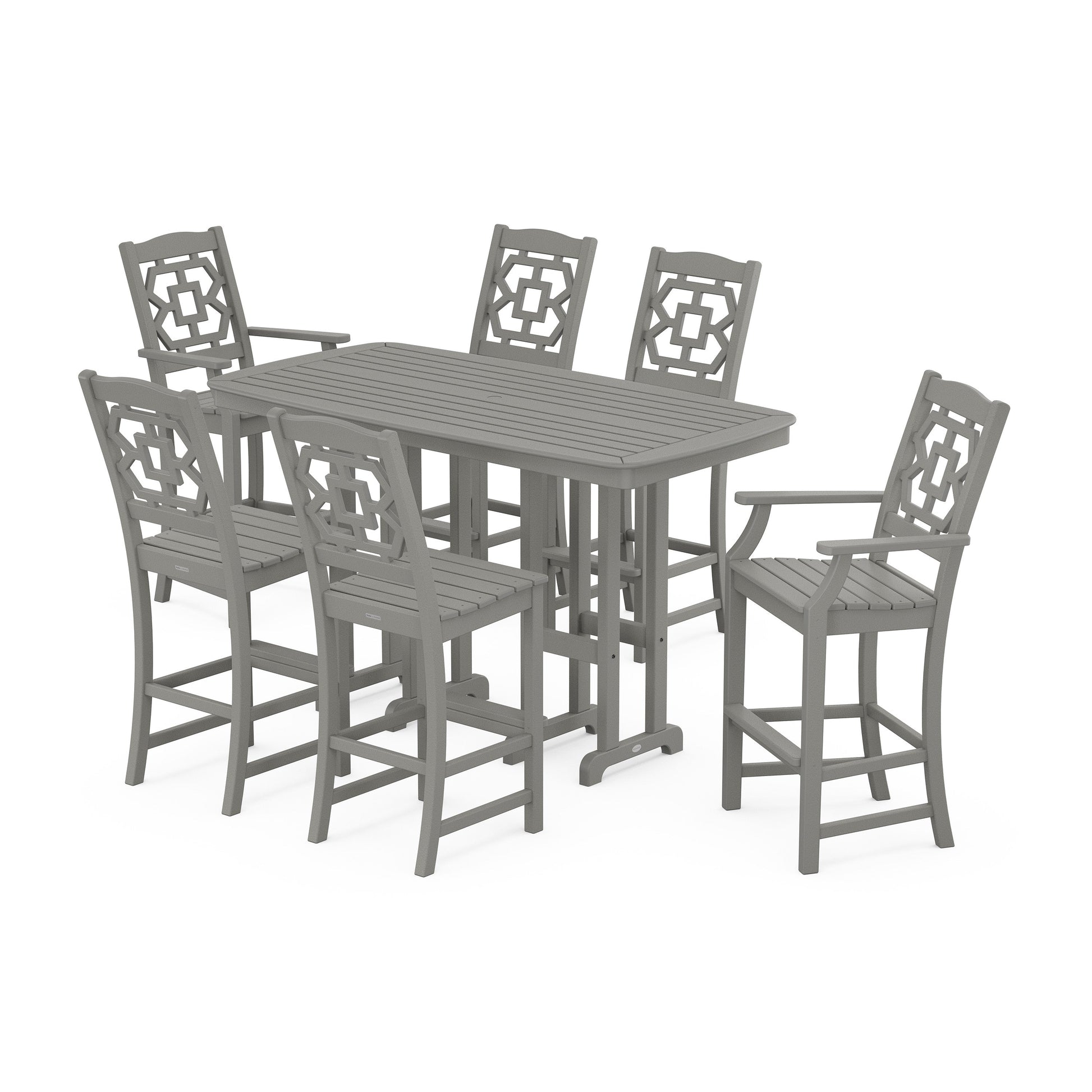 POLYWOOD Chinoiserie 7-Piece Bar Set — Slate Grey