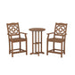 POLYWOOD Chinoiserie 3-Piece Farmhouse Bistro Counter Set — Teak
