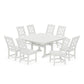 POLYWOOD Chinoiserie 9-Piece Square Side Chair Dining Set with Trestle Legs — Vintage White