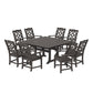 POLYWOOD Chinoiserie 9-Piece Square Farmhouse Dining Set with Trestle Legs — Vintage Coffee
