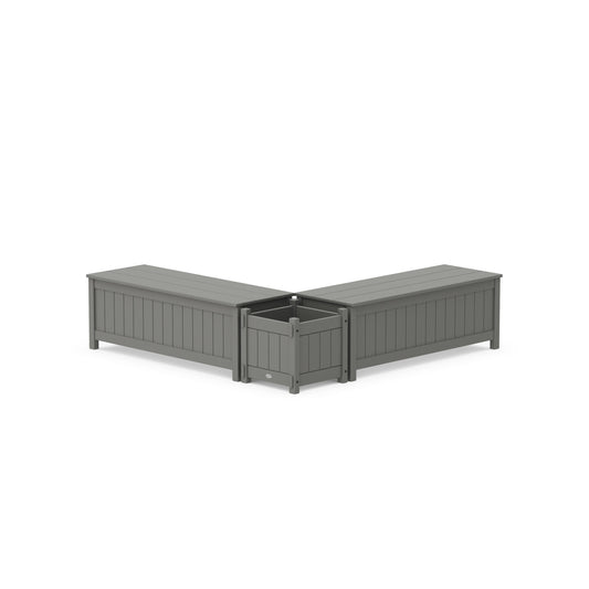 POLYWOOD 48" Vineyard L- Shaped Planter Storage Bench Set — Slate Grey