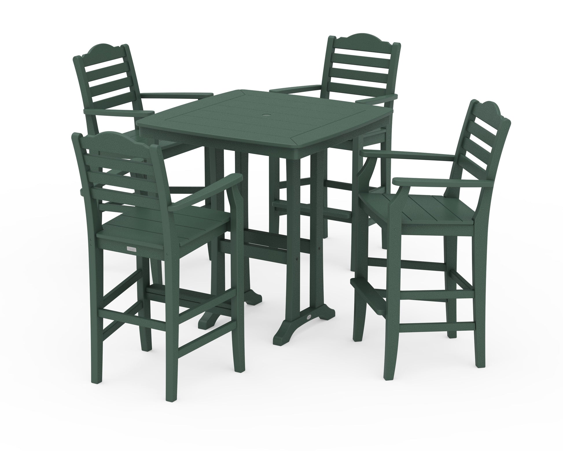 POLYWOOD Savannah 5-Piece Bar Set with Trestle Legs — Green