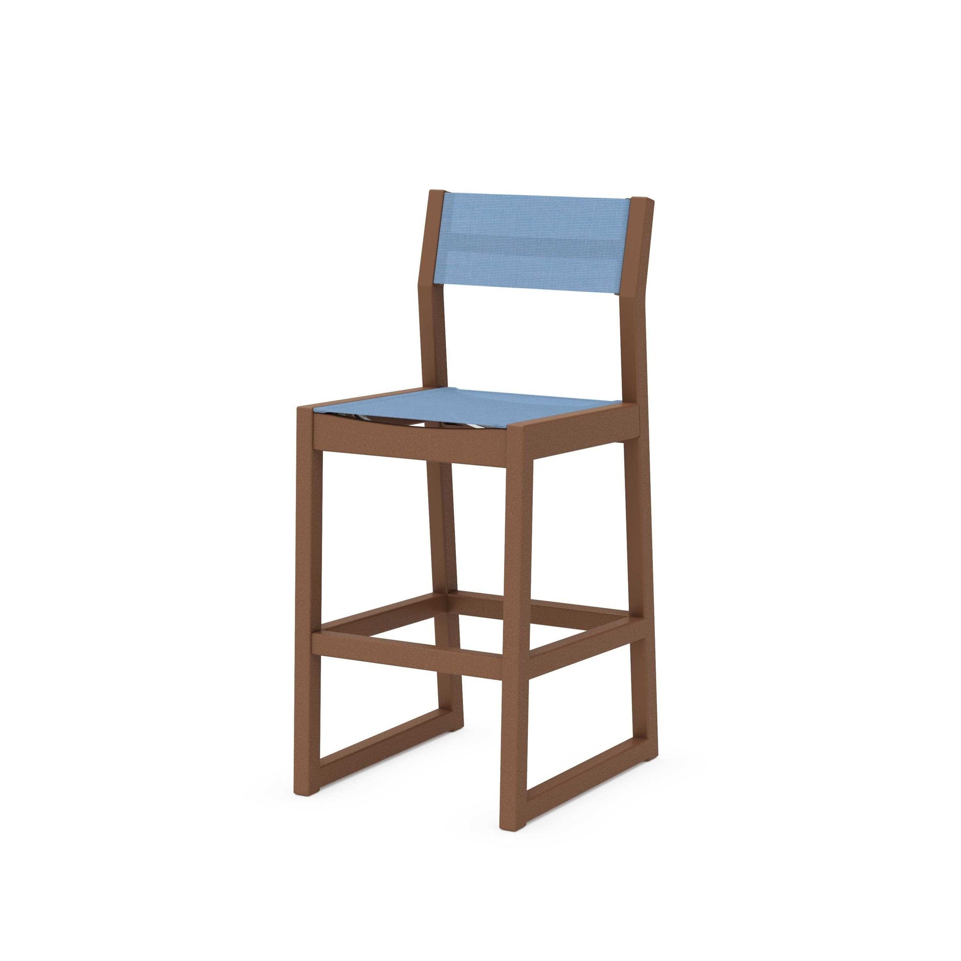 POLYWOOD EDGE Sling Bar Side Chair — Teak / Poolside Sling