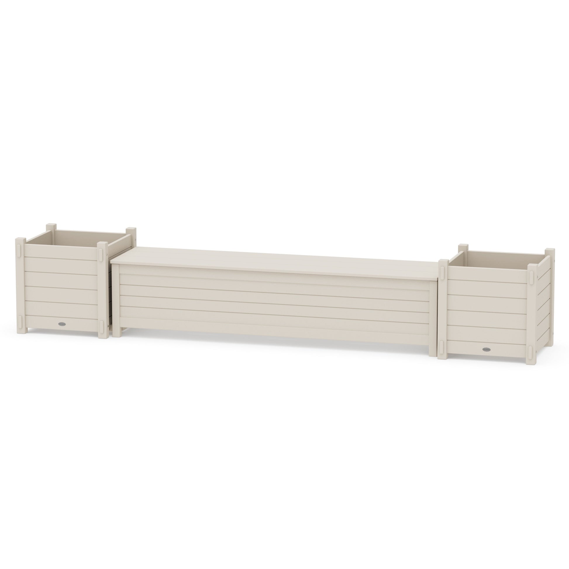 POLYWOOD 72" Nautical Straight Planter Storage Bench Set- Large — Sand