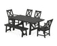 POLYWOOD Braxton 6-Piece Rustic Farmhouse Dining Set With Trestle Legs — Black