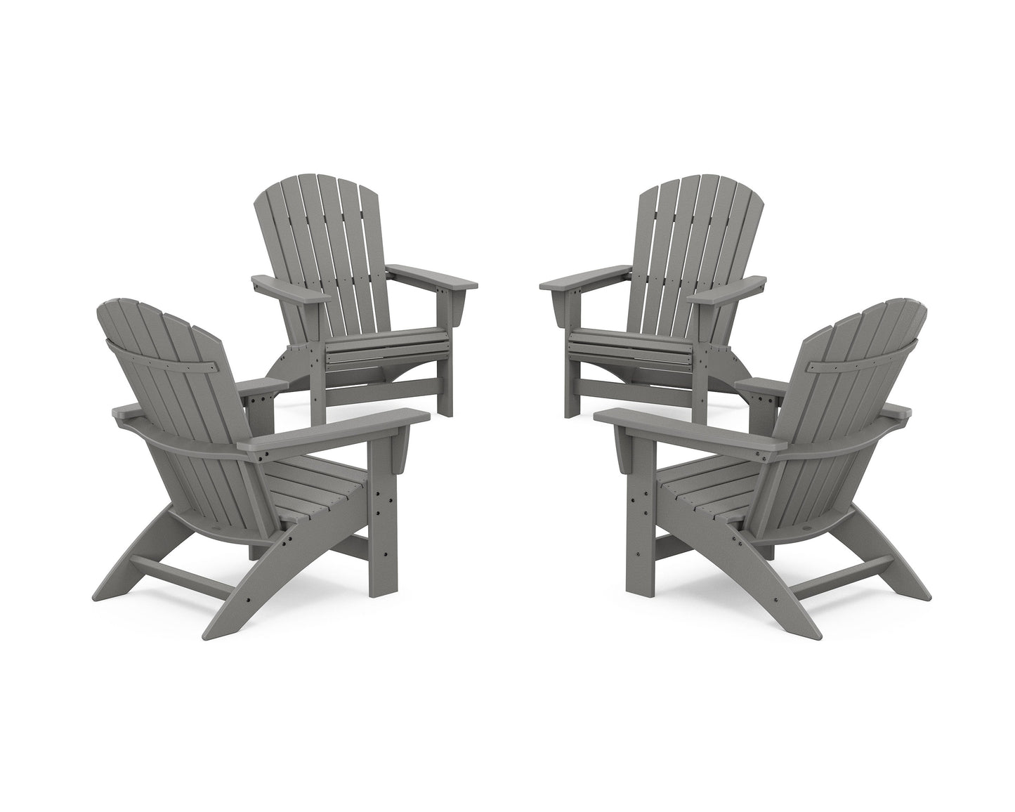 POLYWOOD 4-Piece Nautical Grand Adirondack Chair Conversation Set — Slate Grey