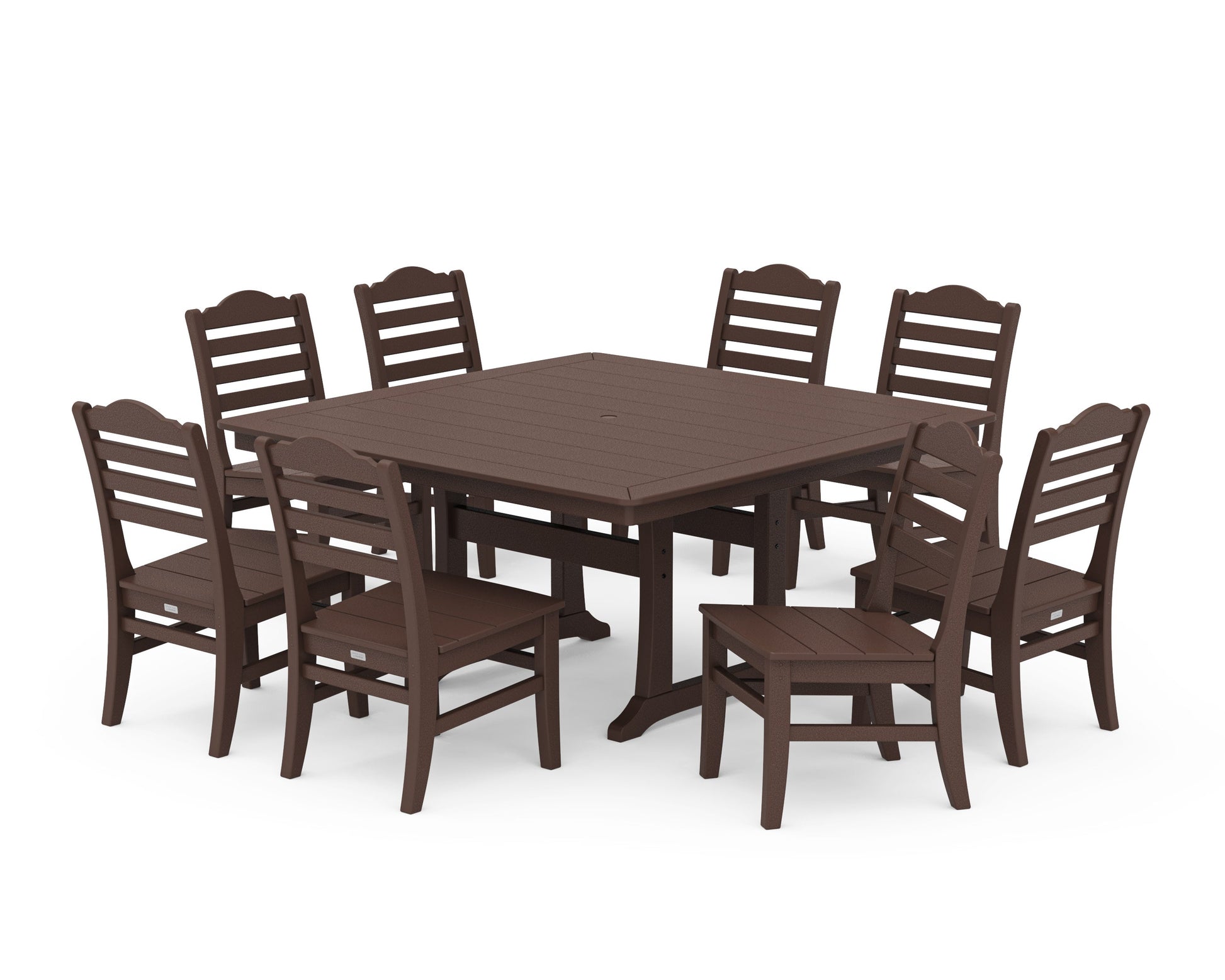 POLYWOOD Savannah Side Chair 9-Piece Square Dining Set with Trestle Legs — Mahogany