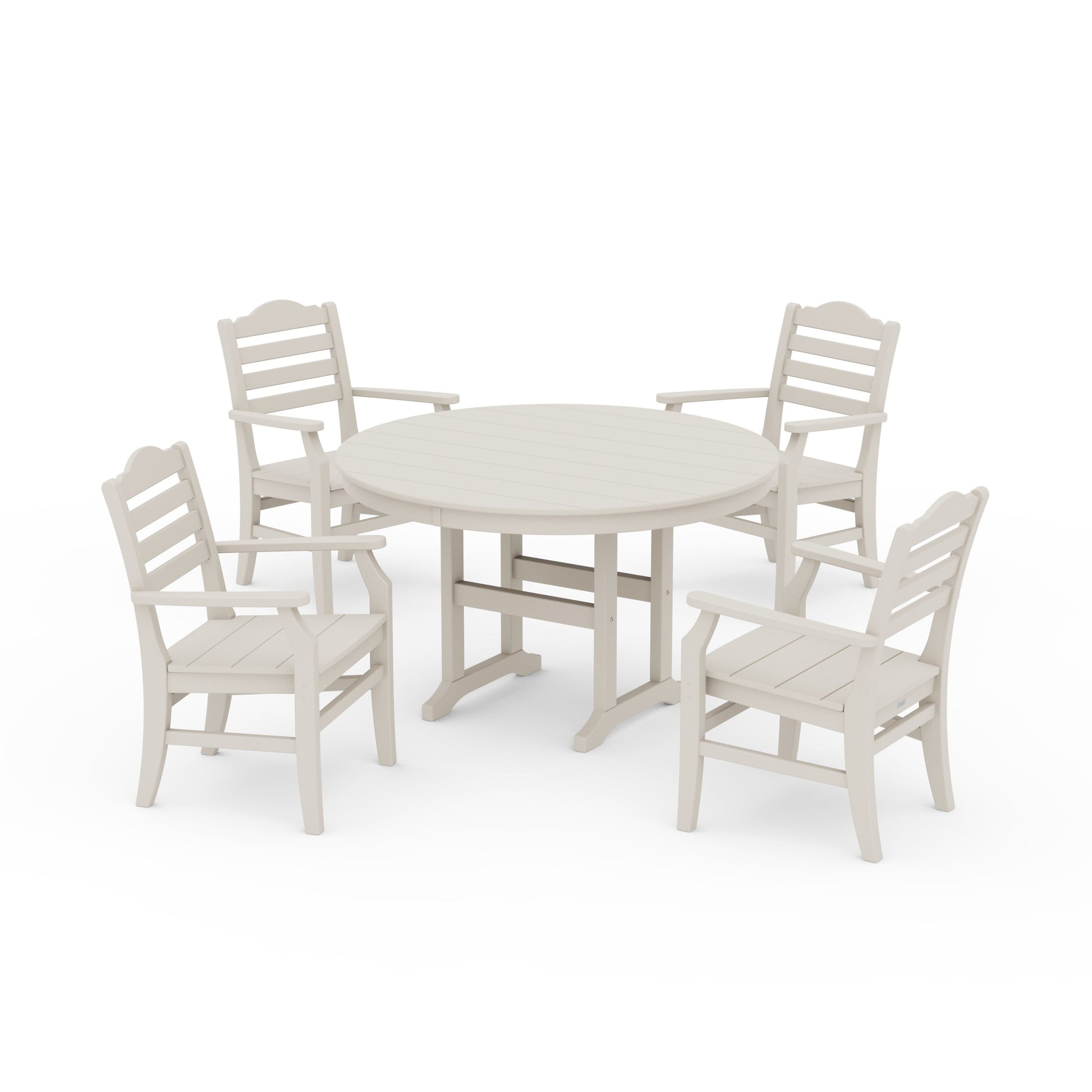 POLYWOOD Savannah 5-Piece Round Farmhouse Dining Set — Sand