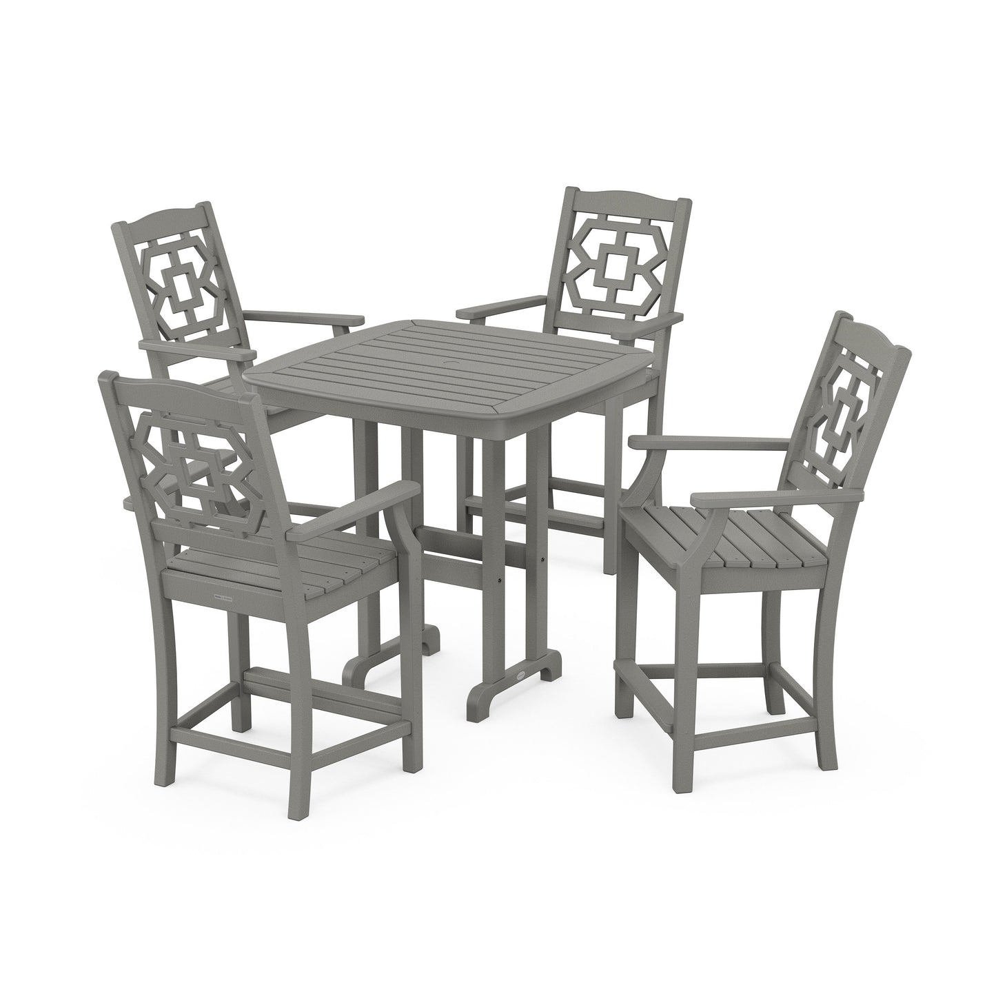 POLYWOOD Chinoiserie 5-Piece Counter Set — Slate Grey