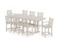 POLYWOOD Chippendale 9-Piece Farmhouse Counter Set with Trestle Legs — Sand
