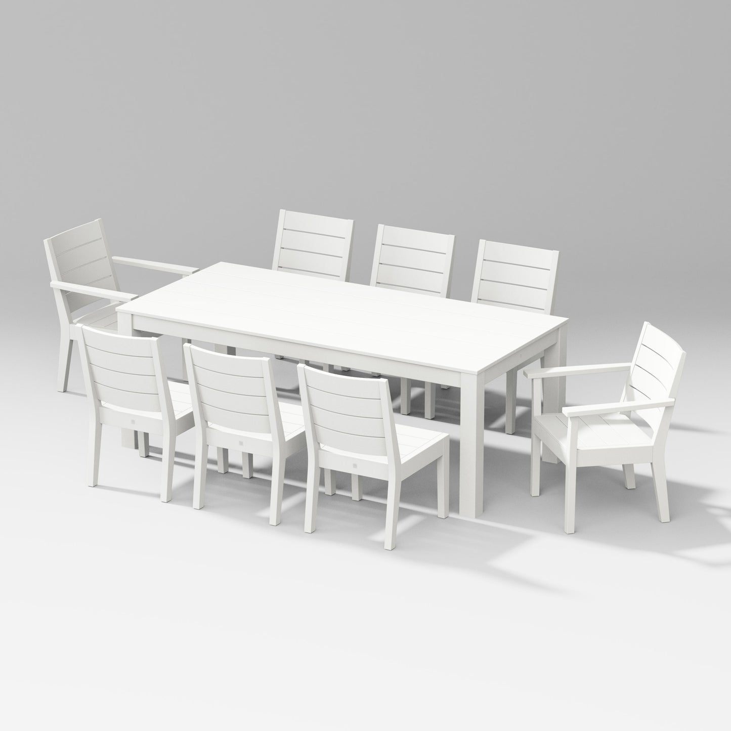 POLYWOOD Latitude 9-Piece Parsons Table Dining Set — Vintage White