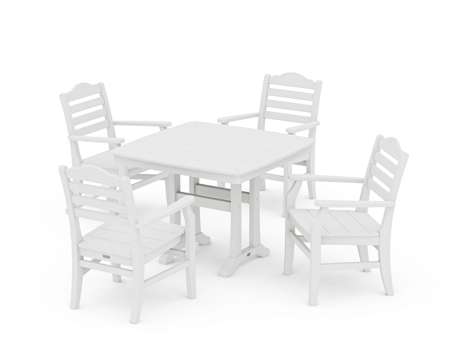 POLYWOOD Savannah 5-Piece Dining Set with Trestle Legs — White