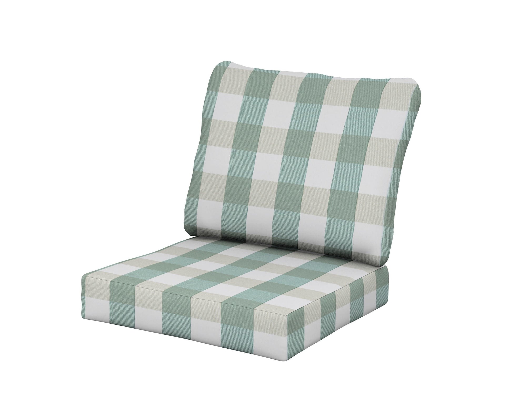 POLYWOOD Baffle Seat/Back Cushion — Buffalo Plaid Glacier Spa