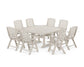 POLYWOOD Nautical Highback 9-Piece Square Farmhouse Dining Set with Trestle Legs — Sand