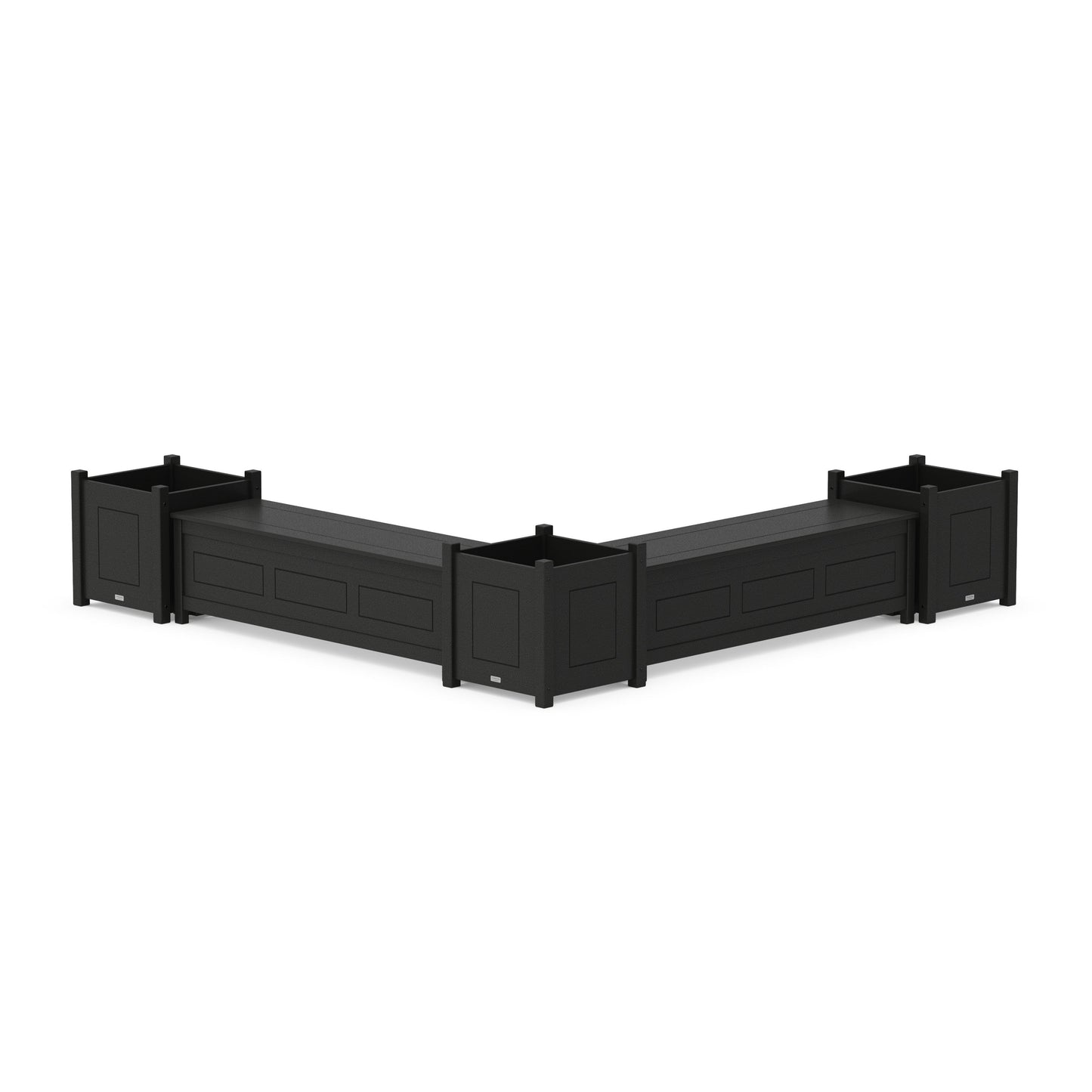 POLYWOOD 60" Country Living L- Shaped Planter Storage Bench Corner Set- Large — Black
