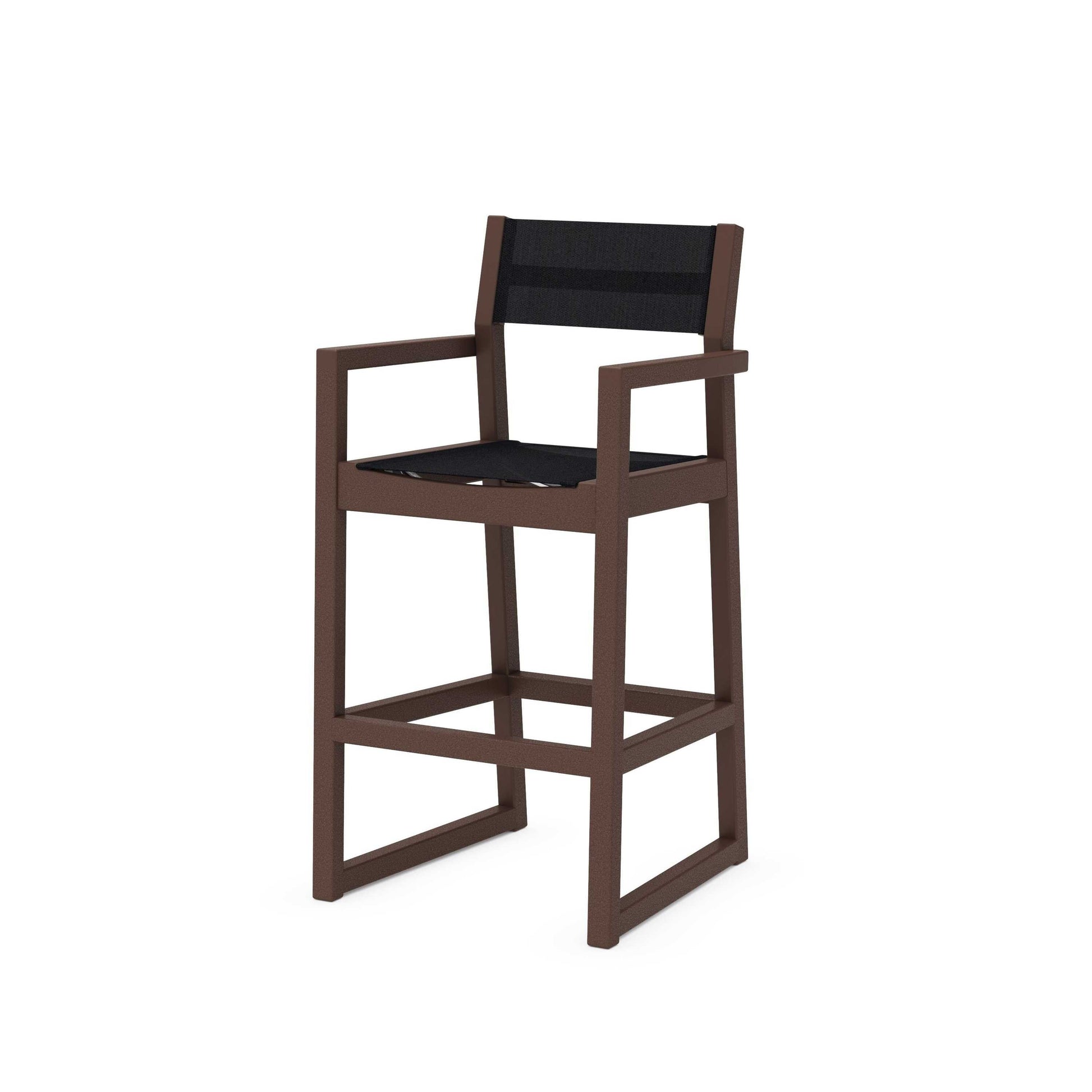 POLYWOOD EDGE Sling Bar Arm Chair — Mahogany / Black Sling