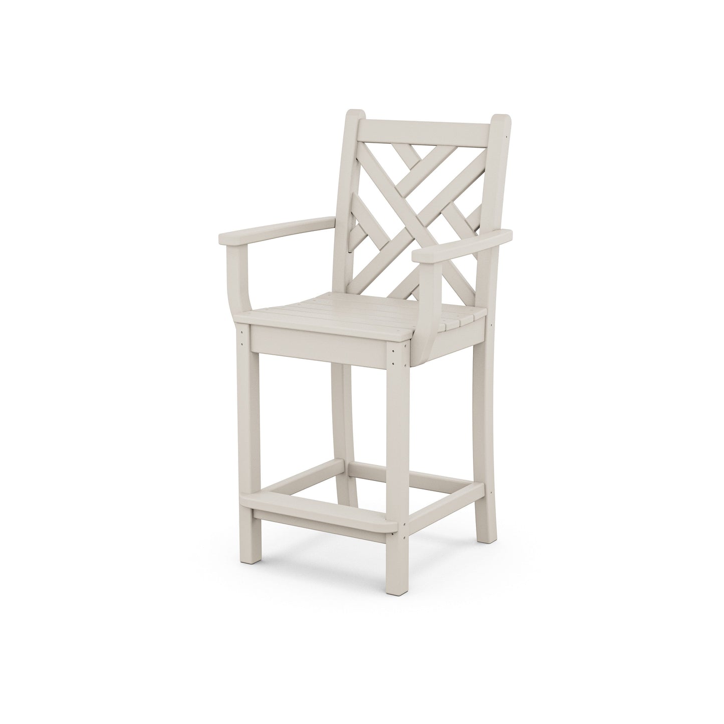 POLYWOOD Chippendale Counter Arm Chair — Sand