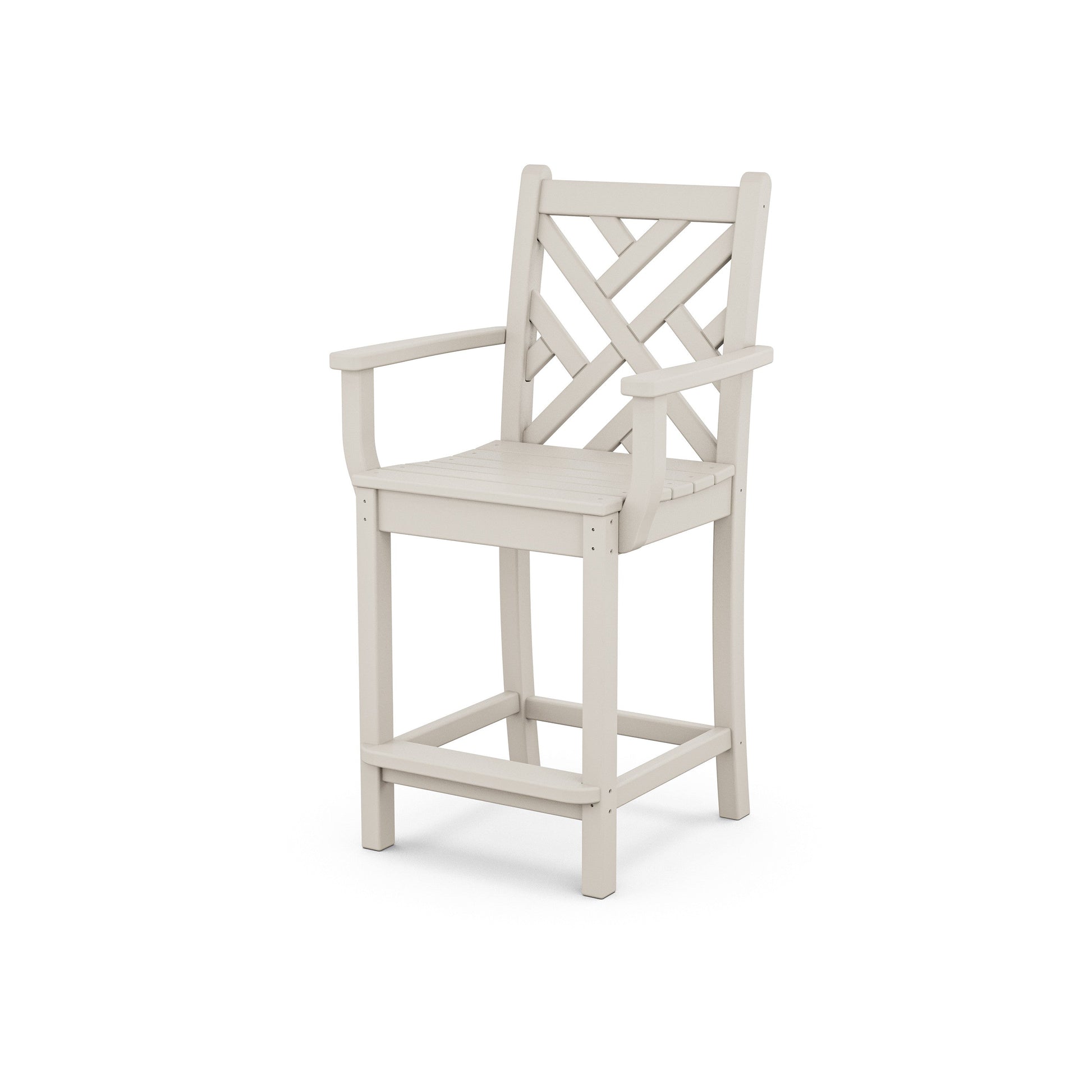 POLYWOOD Chippendale Counter Arm Chair — Sand