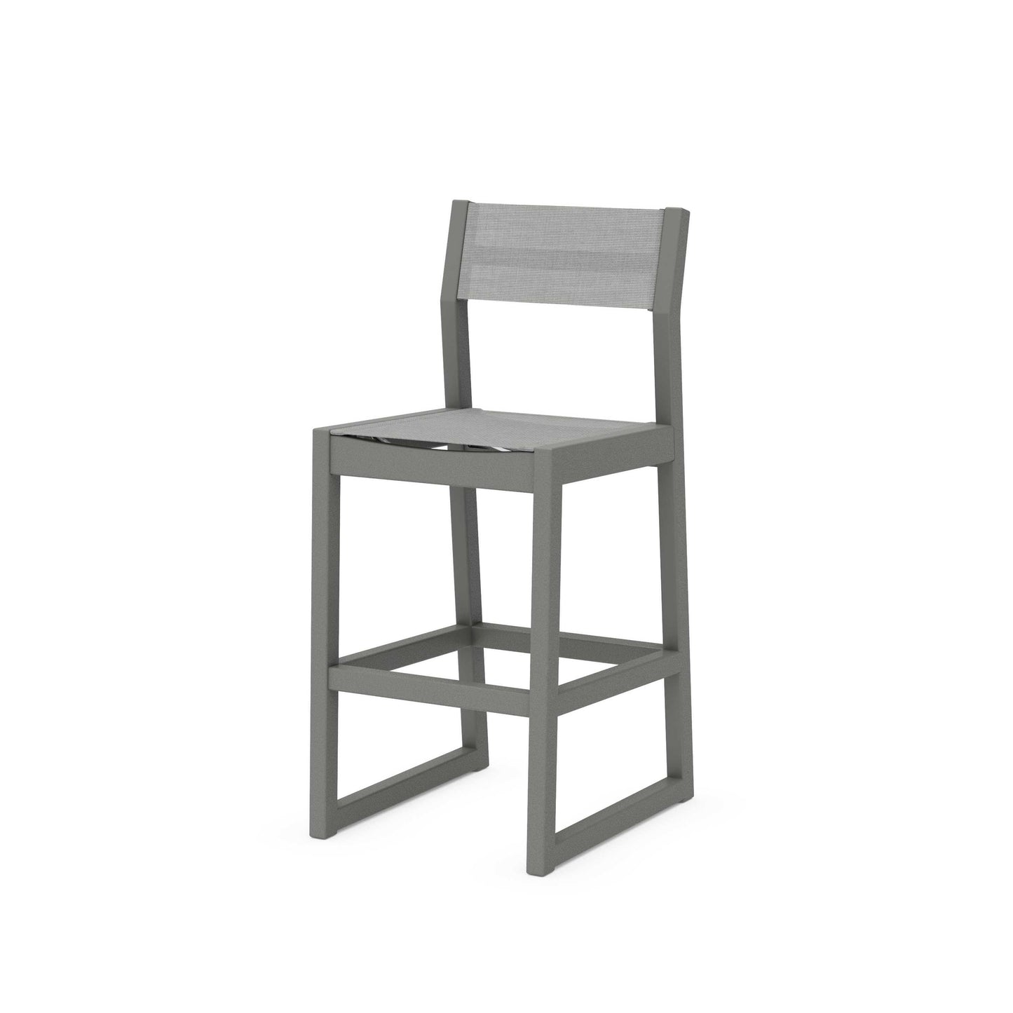 POLYWOOD EDGE Sling Bar Side Chair — Slate Grey / Metallic Sling