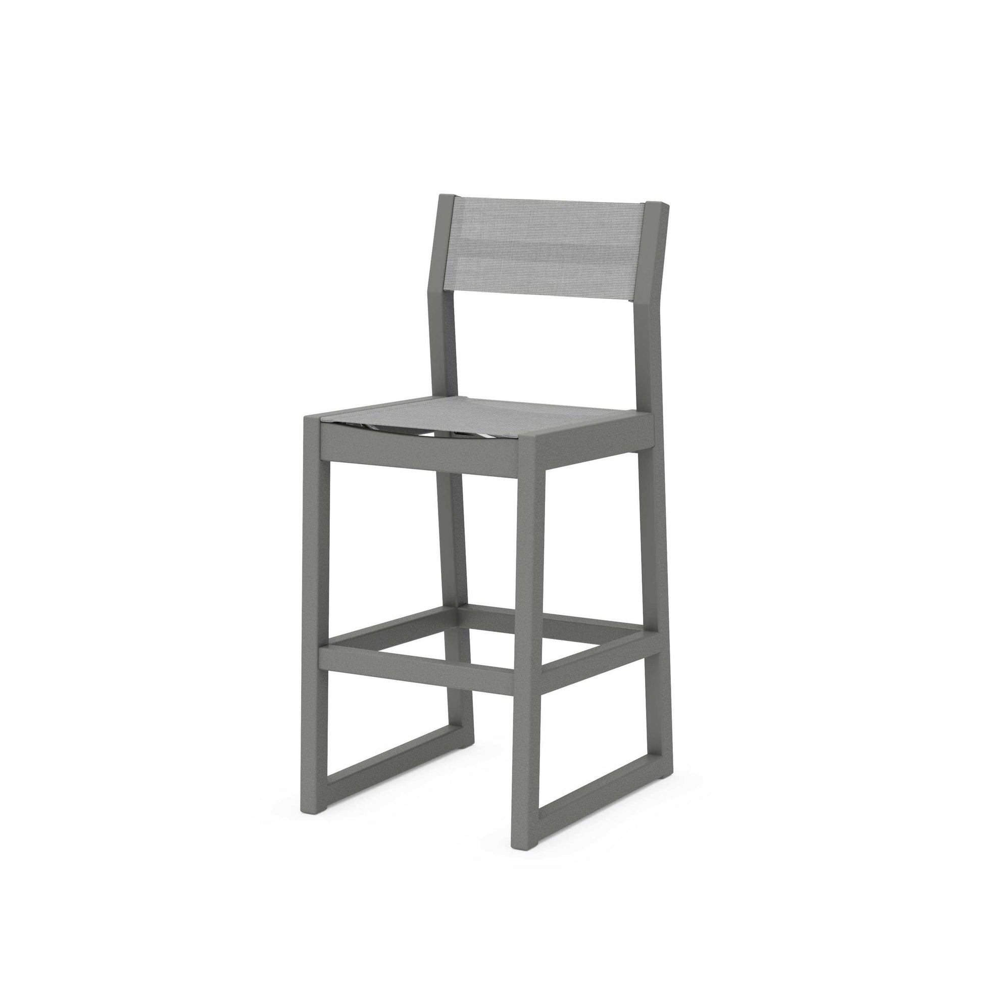 POLYWOOD EDGE Sling Bar Side Chair — Slate Grey / Metallic Sling