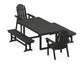 POLYWOOD Vineyard Adirondack 5-Piece Dining Set with Benches — Black