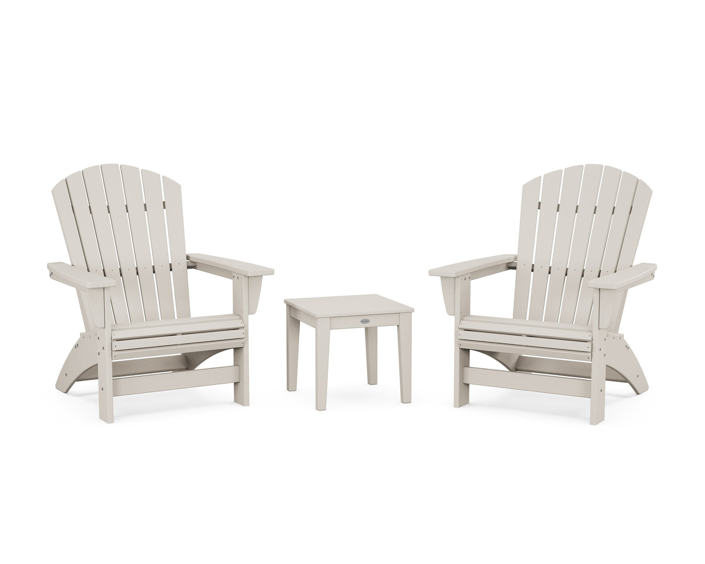 POLYWOOD 3-Piece Nautical Grand Adirondack Set — Sand