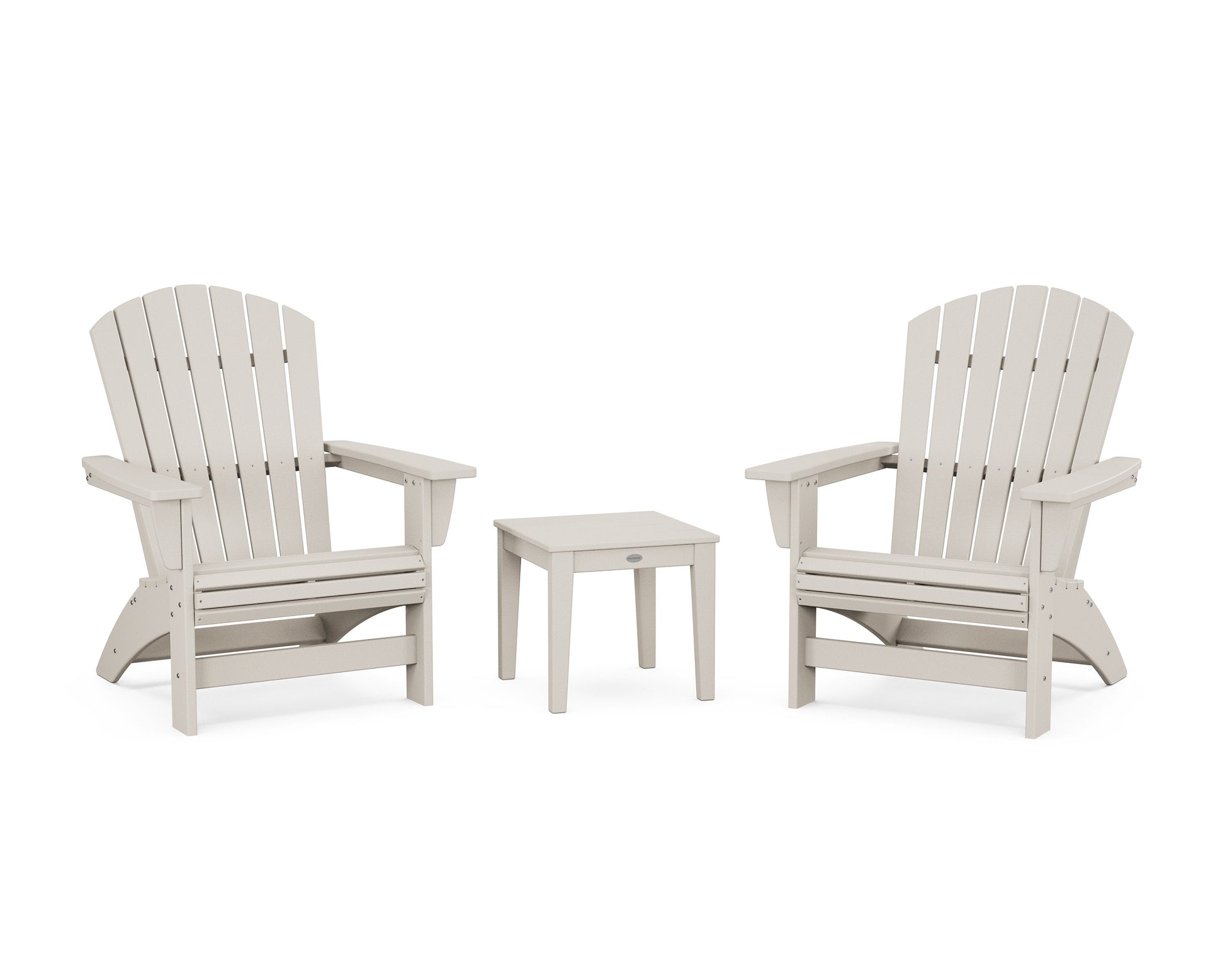POLYWOOD 3-Piece Nautical Grand Adirondack Set — Sand