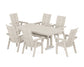 POLYWOOD Modern Curveback Adirondack 7-Piece Dining Set with Trestle Legs — Sand