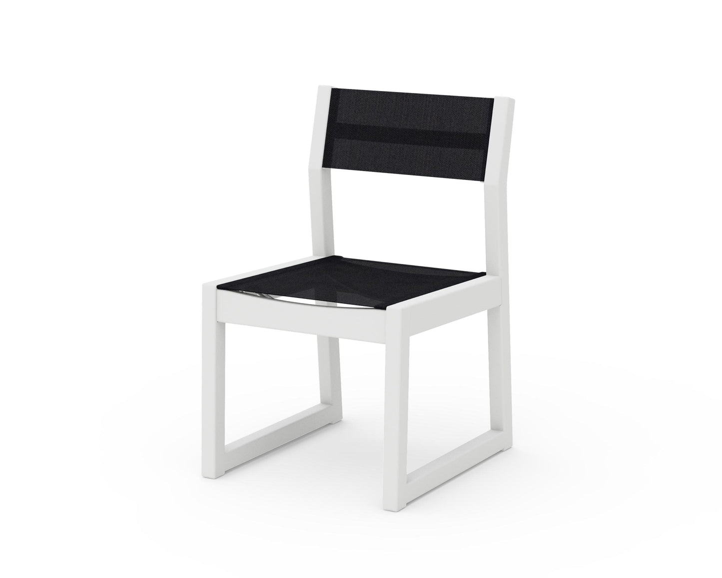 POLYWOOD EDGE Sling Dining Side Chair — White / Black Sling