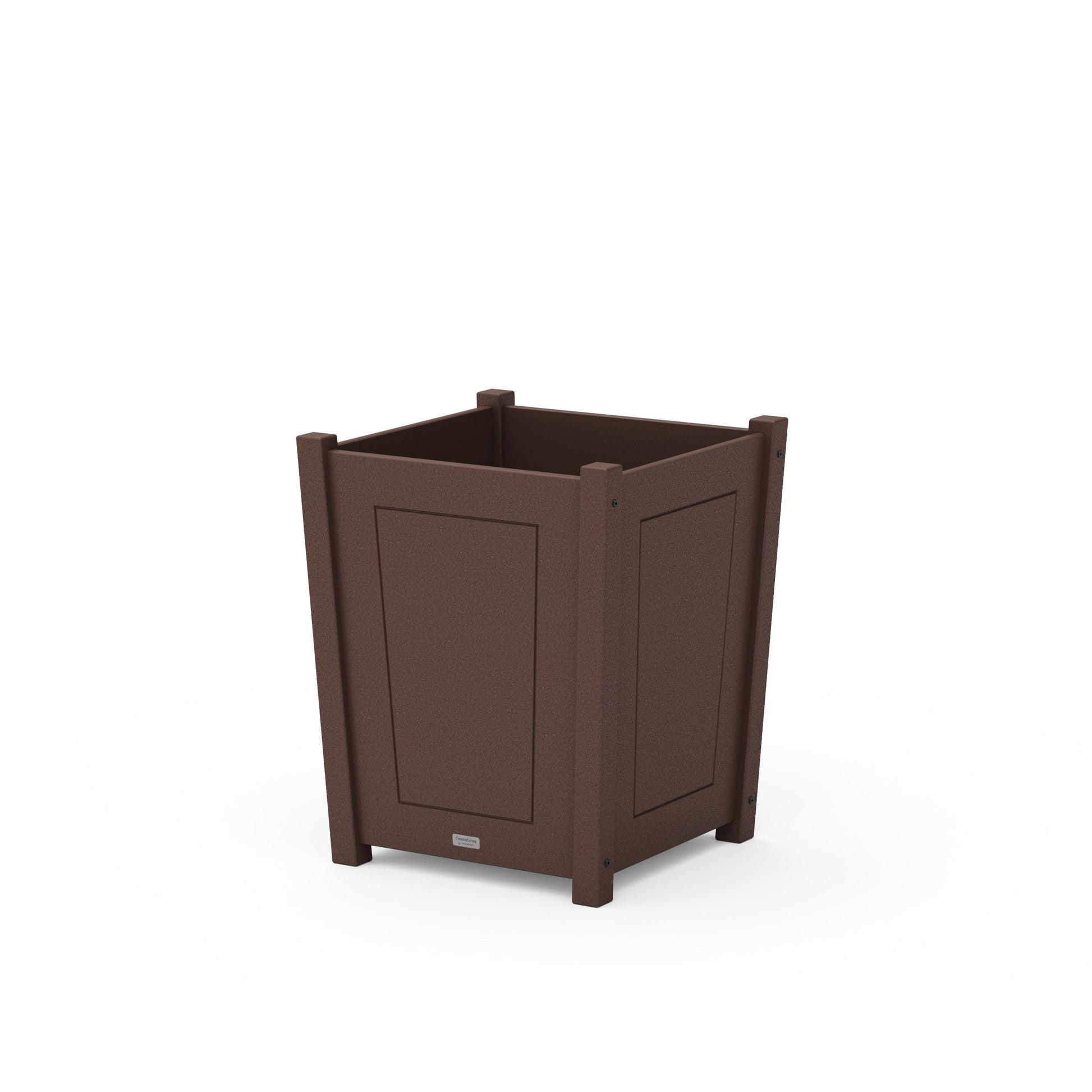 POLYWOOD Country Living Large Tapered Square Short Planter Box — Mahogany
