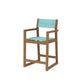 POLYWOOD EDGE Sling Counter Arm Chair — Natural / Dupioni Aquamarine Sling