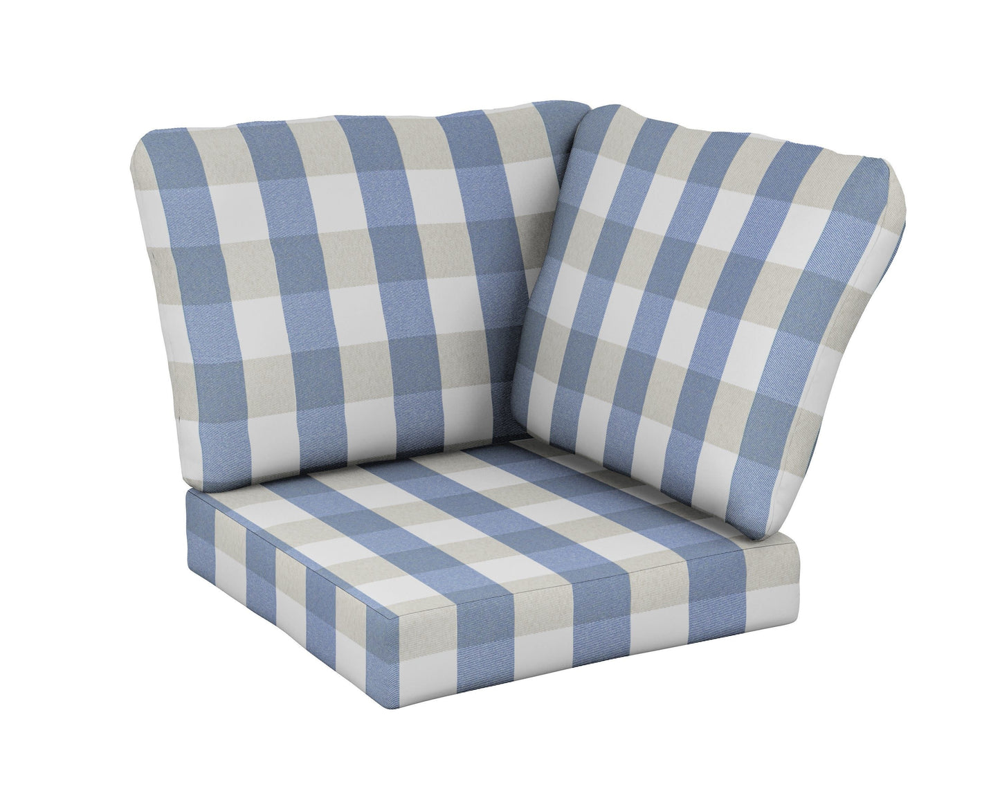 POLYWOOD Baffle Modular Corner Cushion — Buffalo Plaid Sky Blue