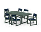POLYWOOD EDGE Sling 7-Piece Dining Set — Green / Navy Blue Sling