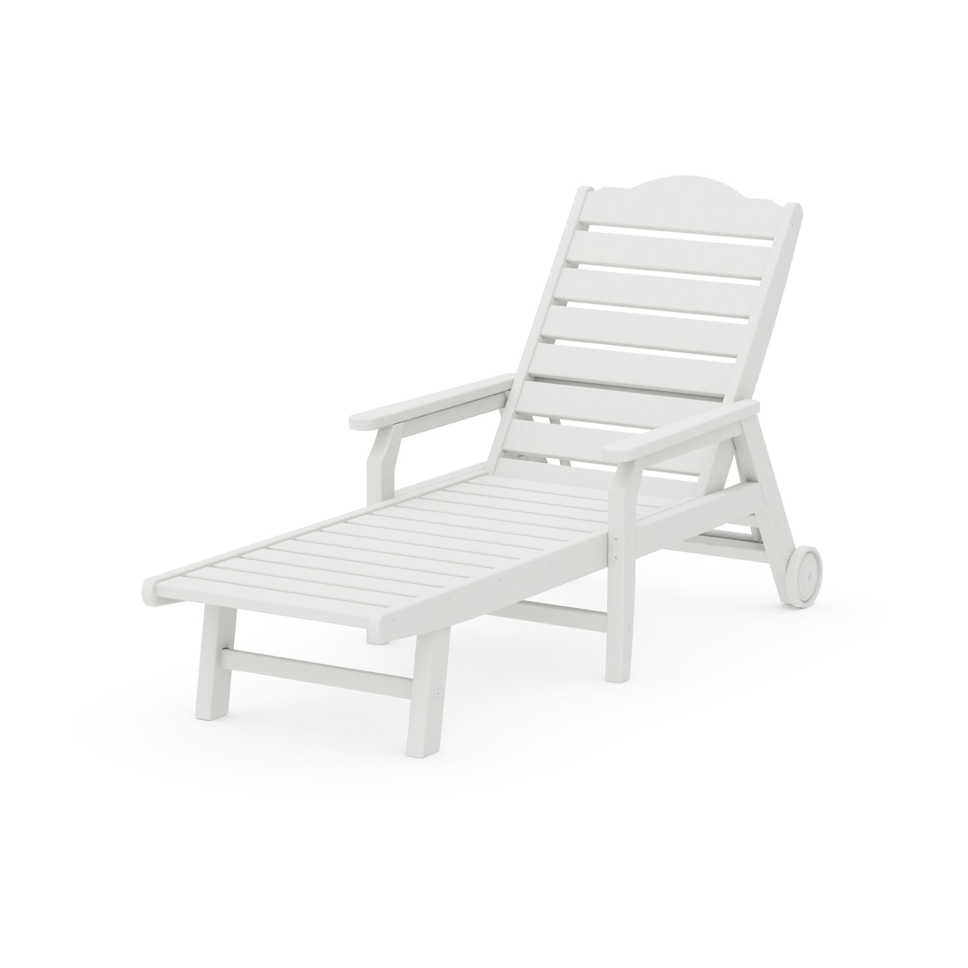 POLYWOOD Savannah Chaise with Arms and Wheels — Vintage White