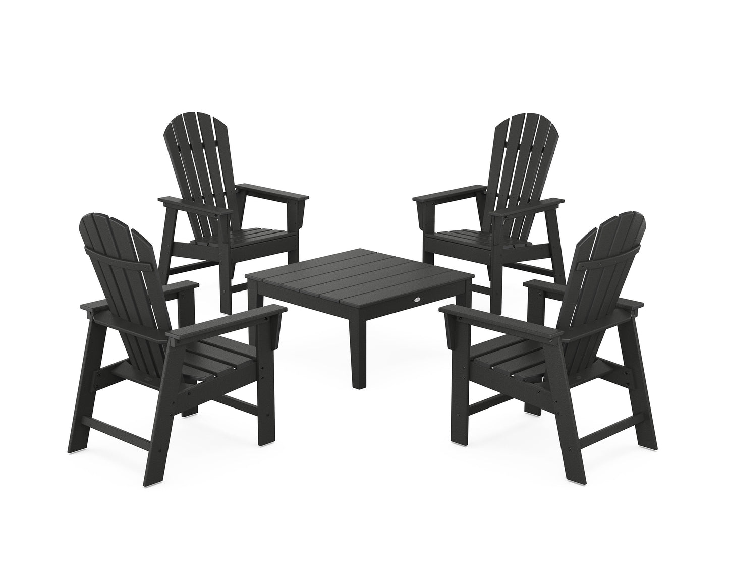 POLYWOOD 5-Piece South Beach Casual Chair Conversation Set with 36" Conversation Table — Black