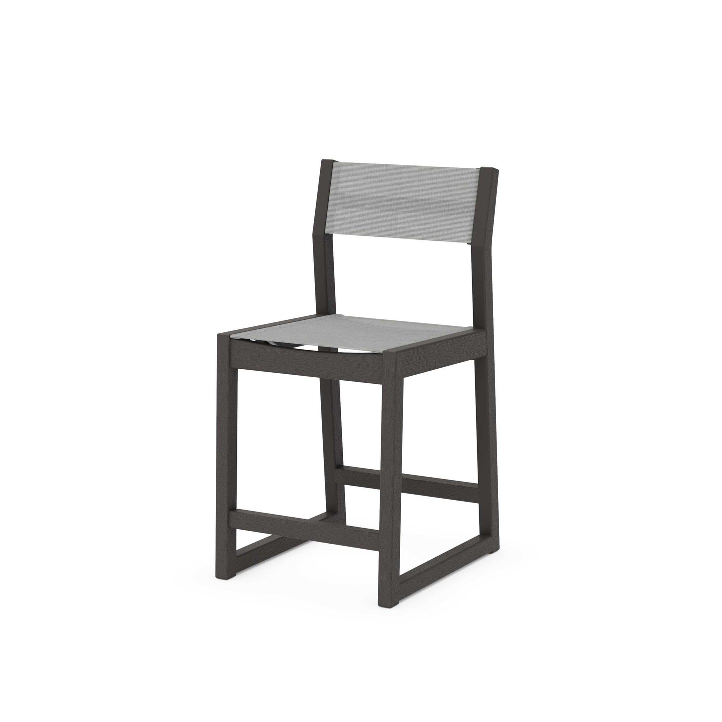 POLYWOOD EDGE Sling Counter Side Chair — Vintage Coffee / Metallic Sling