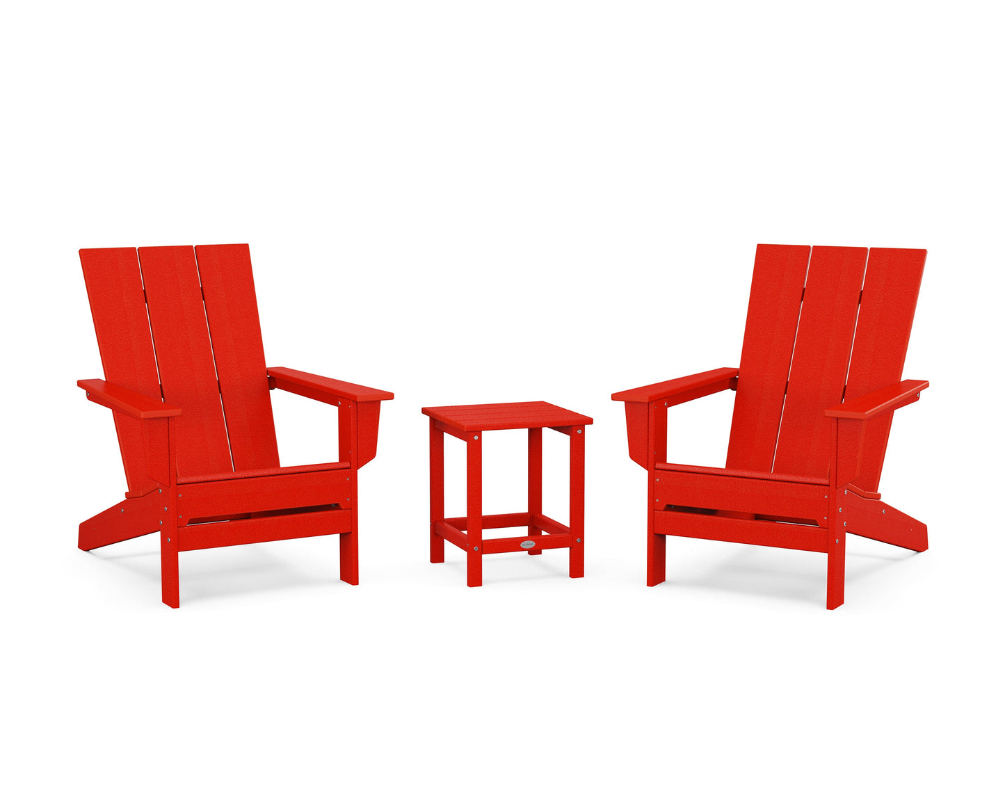 POLYWOOD 3-Piece Modern Studio Adirondack Set — Sunset Red