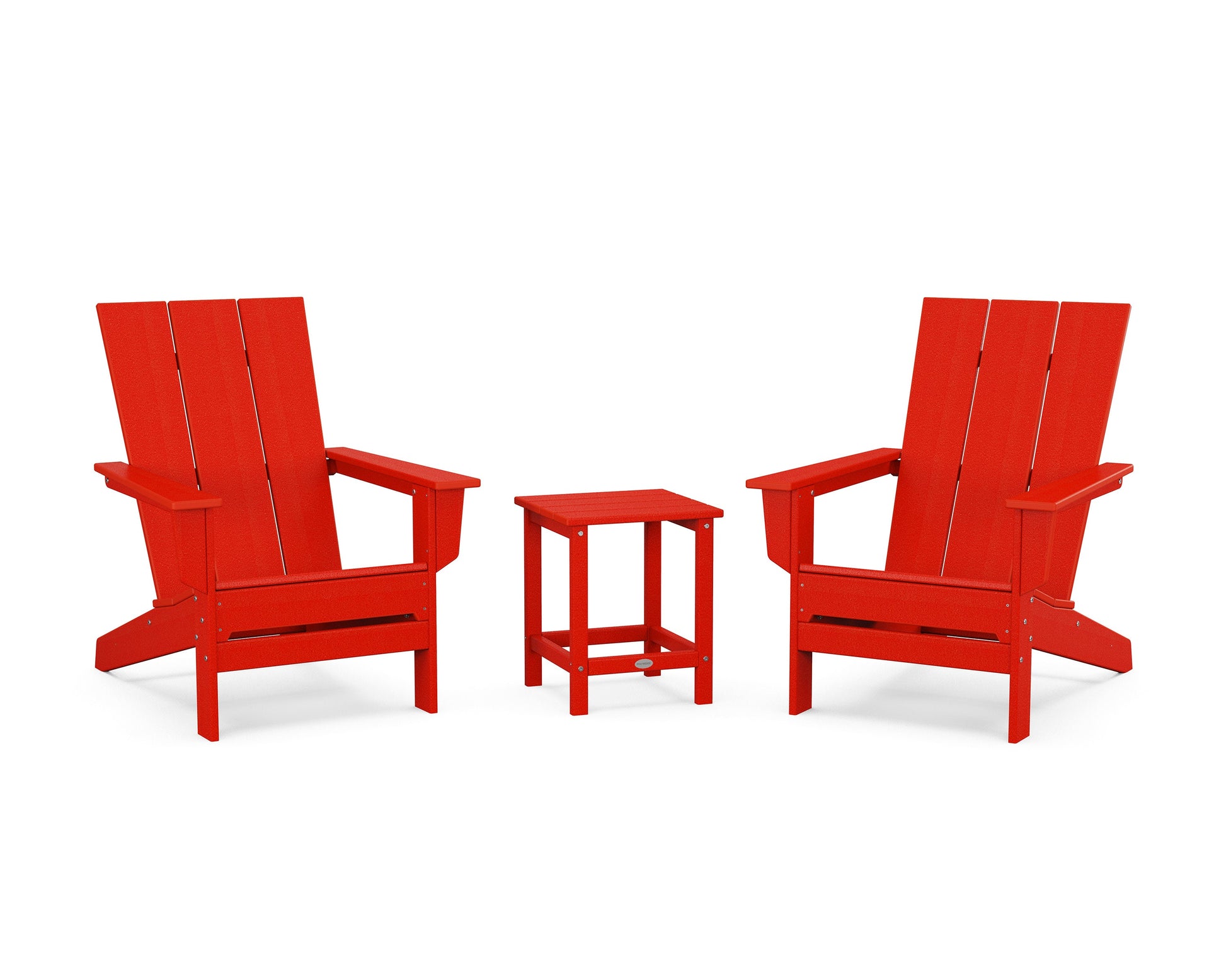 POLYWOOD 3-Piece Modern Studio Adirondack Set — Sunset Red