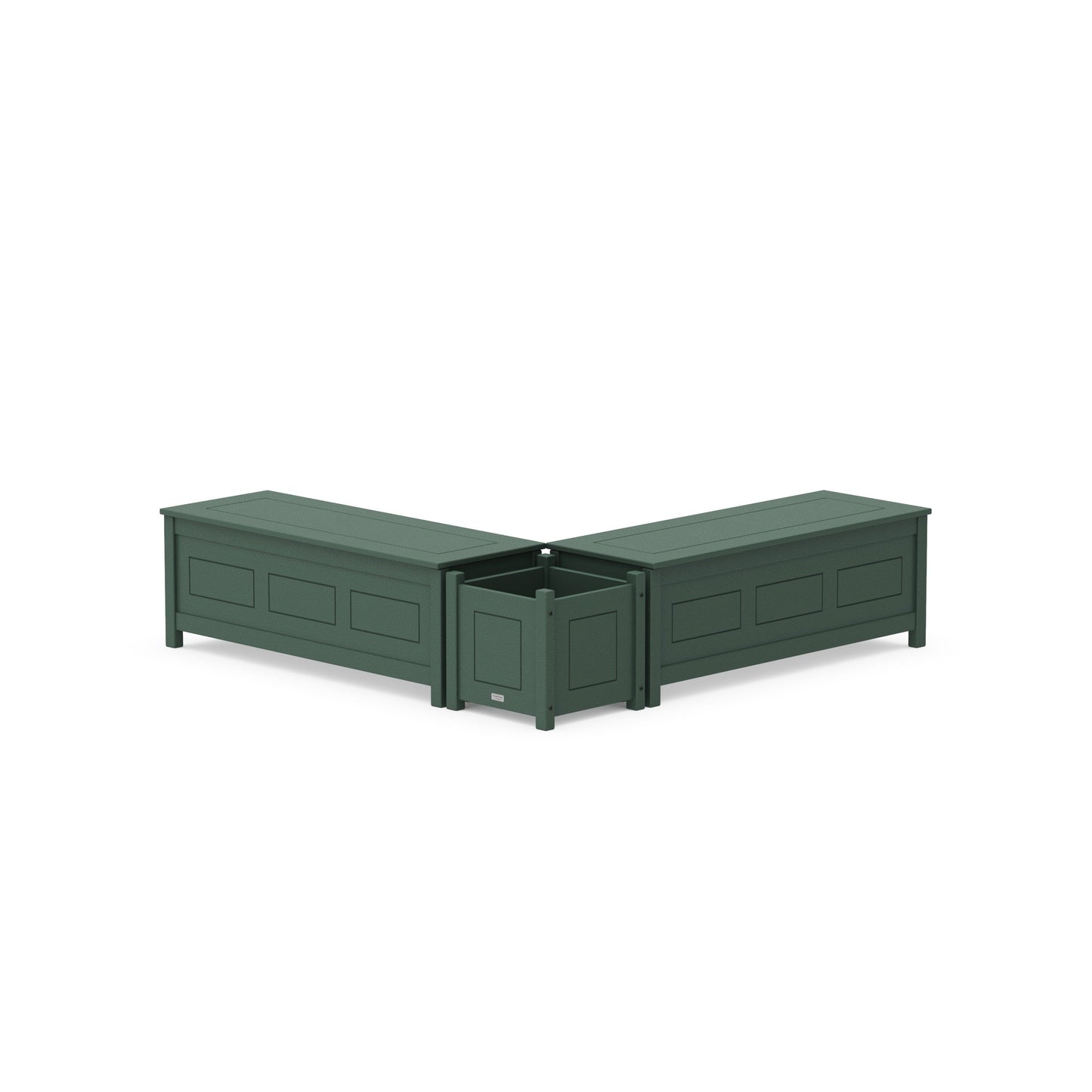 POLYWOOD 48" Country Living L- Shaped Planter Storage Bench Set — Green