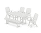 POLYWOOD Nautical Highback 6-Piece Farmhouse Dining Set with Bench — White