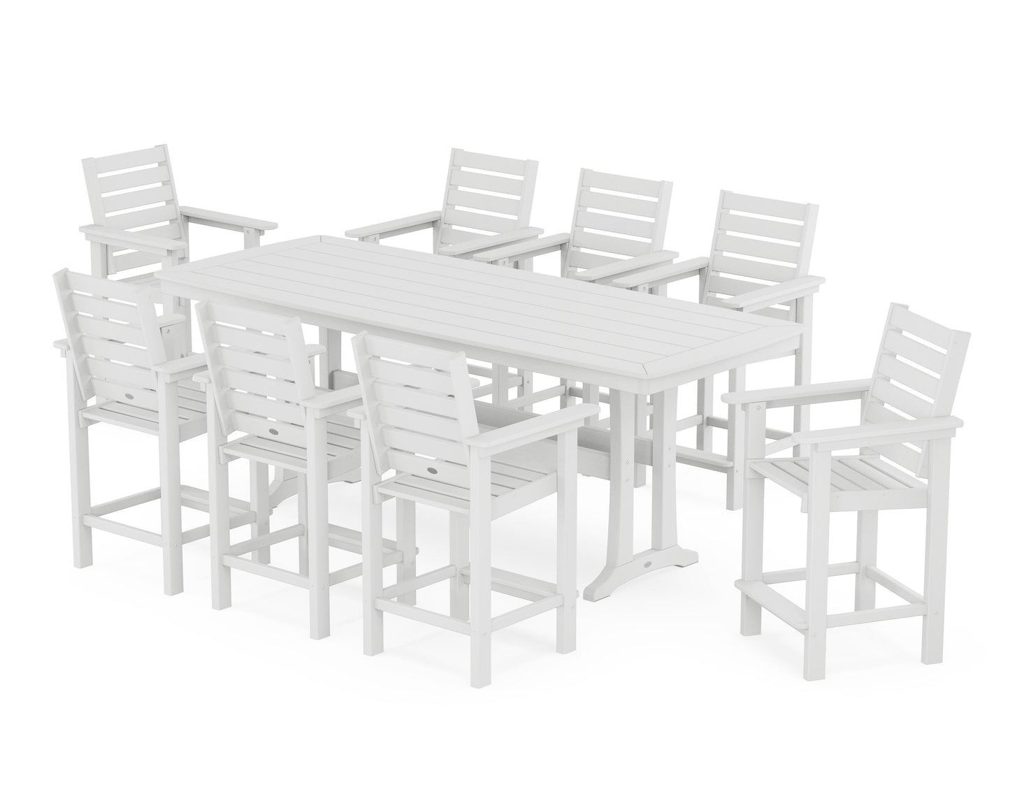 POLYWOOD Captain 9-Piece Counter Set with Trestle Legs — White