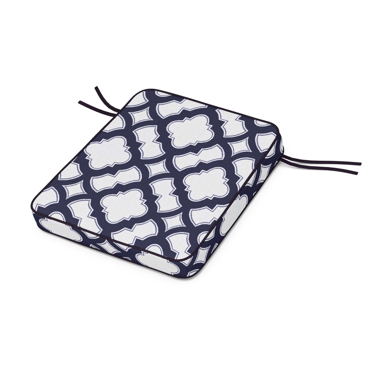 POLYWOOD Chinoiserie Rocker Seat Cushion — Trellis Navy