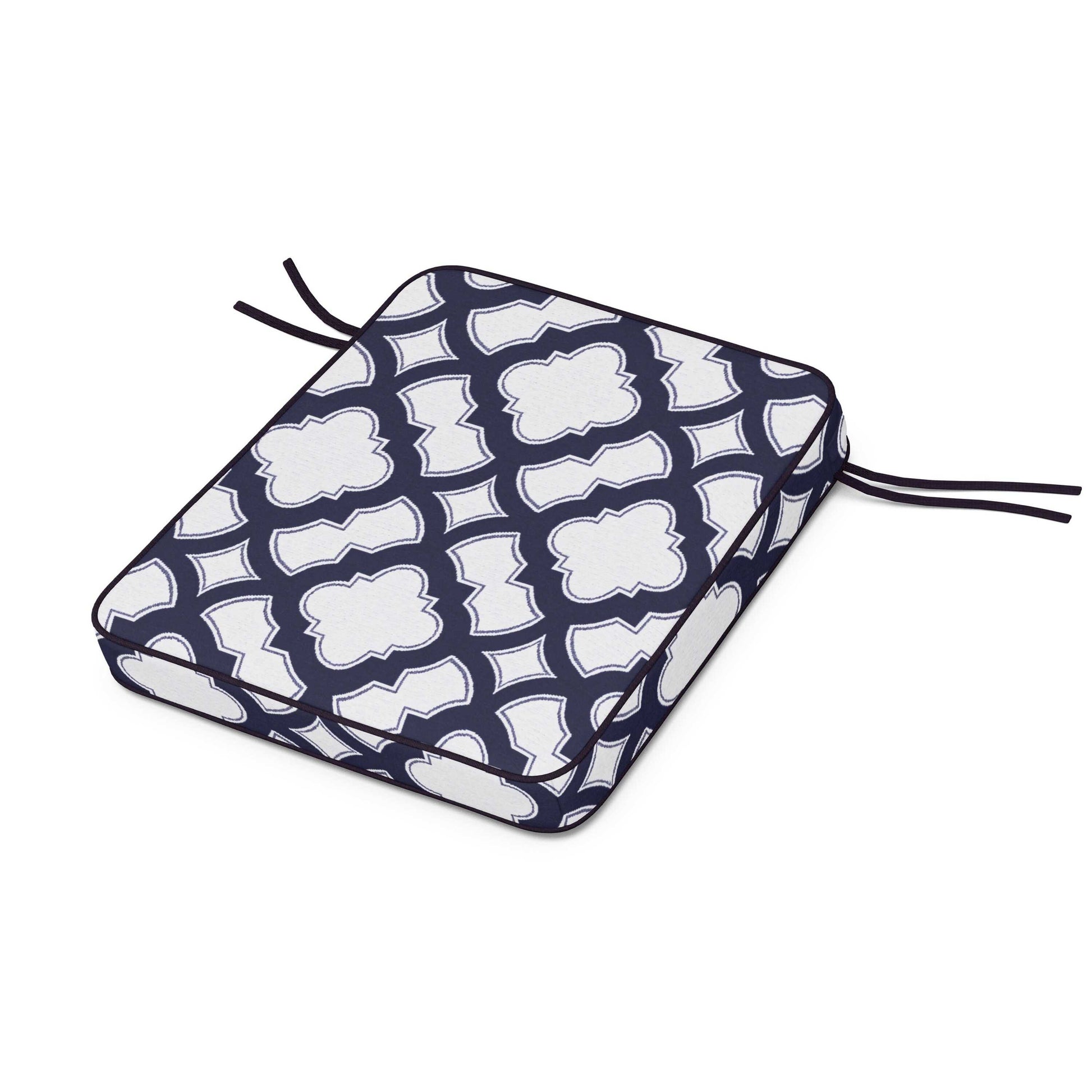 POLYWOOD Chinoiserie Rocker Seat Cushion — Trellis Navy