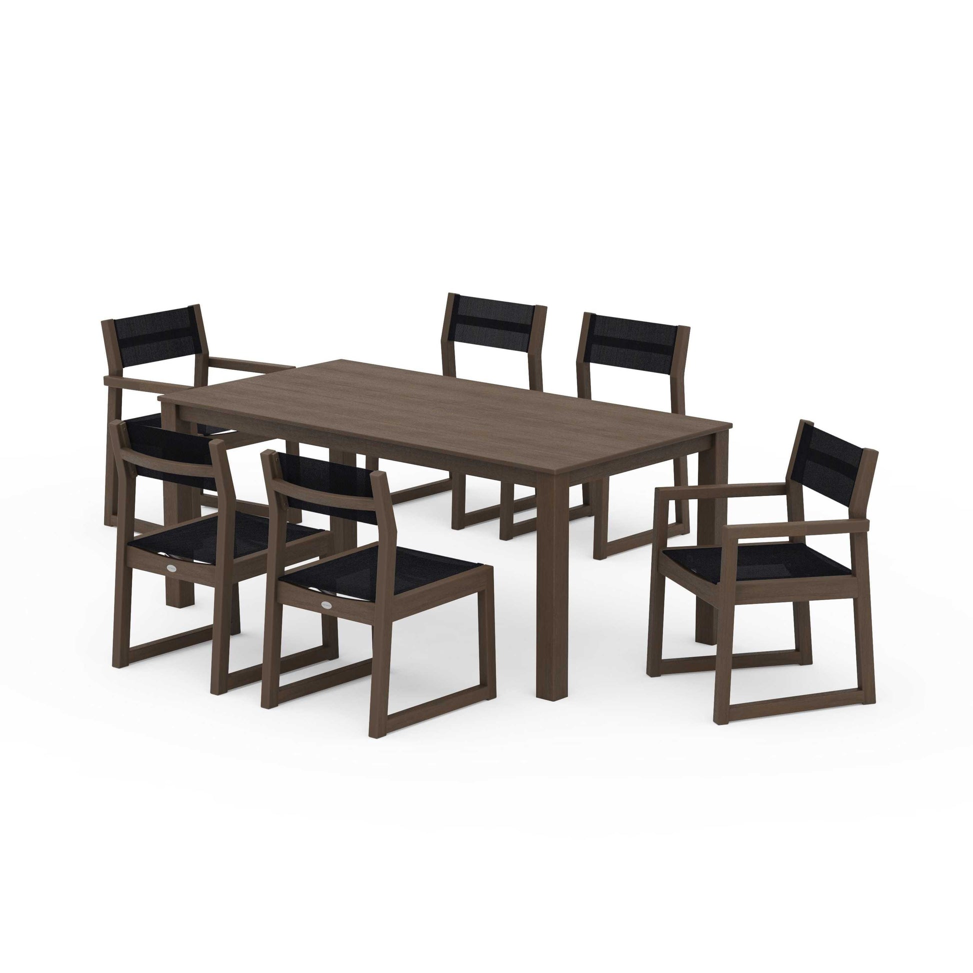 POLYWOOD EDGE Sling 7-Piece Parsons Dining Set — Kona / Black Sling